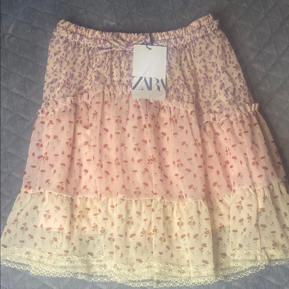 Zara Girls Tier Flower Ruffle Skirt